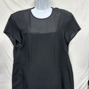 A.S.E. Collection Black Sheer Yoke Short Sleeve Dress Made in USA Vintage, 18W